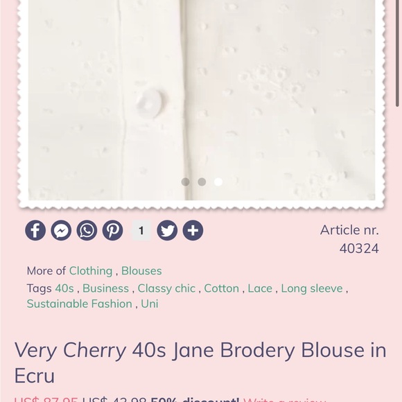 Very cherry 🍒 40s Jane Brodery blouse - Picture 4 of 8